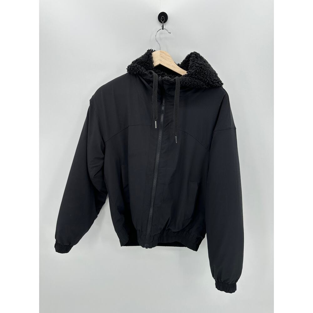 Lululemon Reversible Fleece Jacket Womens 8‎ Black Full Zip Sherpa Lined Hooded